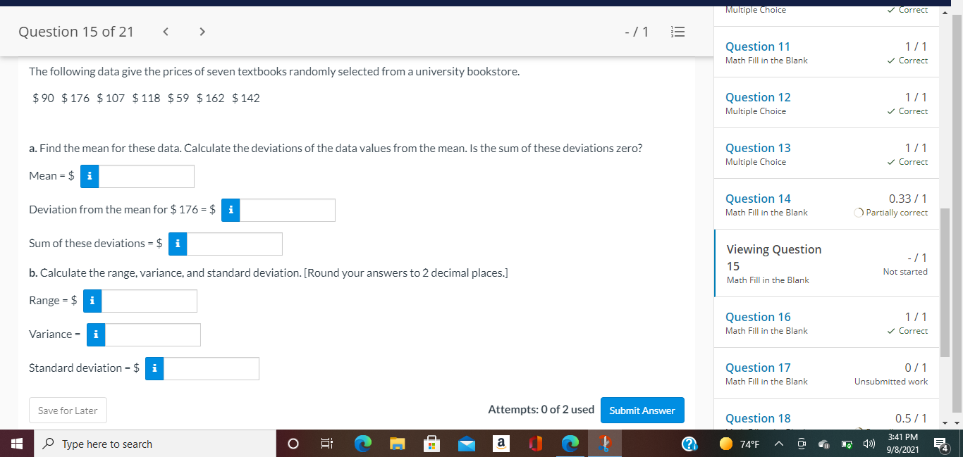 Solved Multiple Choice Correct Question 15 of 21 - /1 | Chegg.com