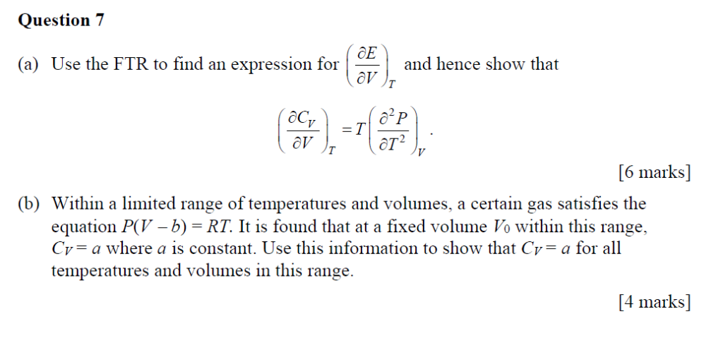 Solved Question 7 expression for ду (a) Use the FTR to find | Chegg.com