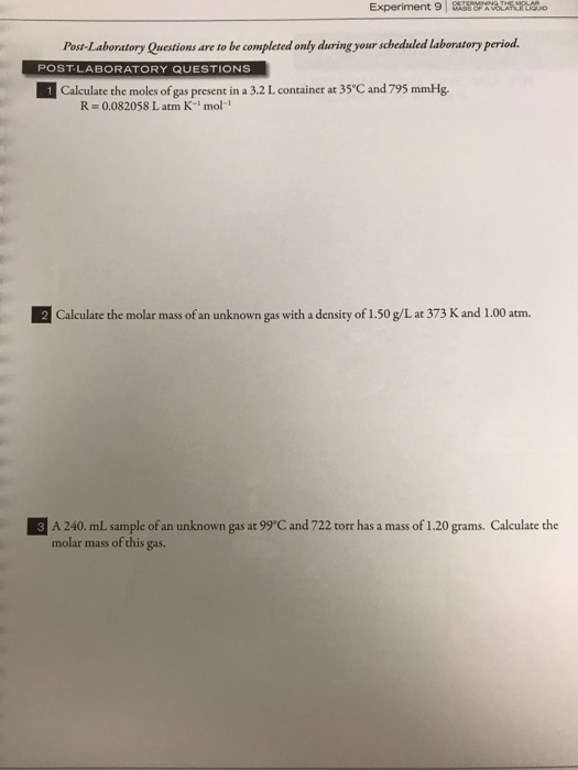 Solved Experiment 9 P M Post-Laboratory Questions are to be | Chegg.com