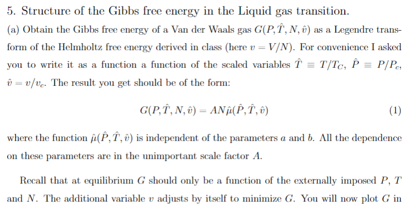 Solved 5 Structure Of The Gibbs Free Energy In The Liqui Chegg Com