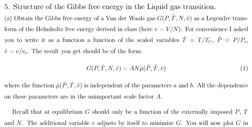 Solved 5 Structure Of The Gibbs Free Energy In The Liquid Chegg Com