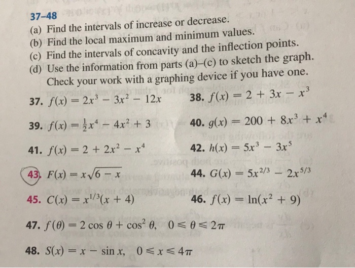 Solved 37-48 (a) Find the intervals of increase or decrease. | Chegg.com