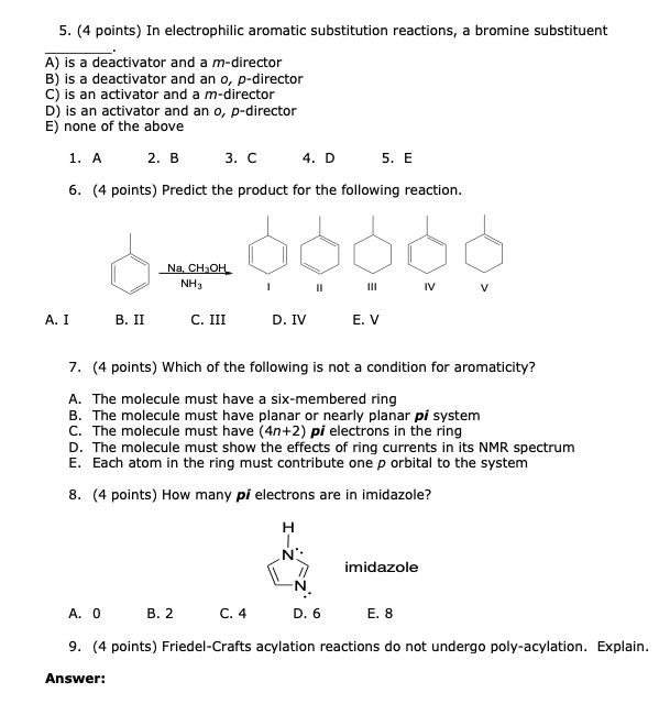 Solved 5. (4 points) In electrophilic aromatic substitution | Chegg.com