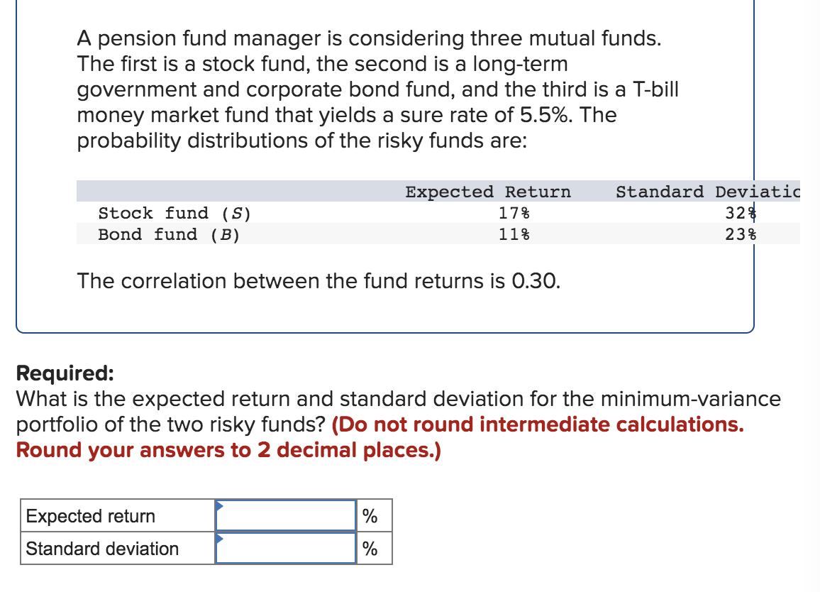 Solved A pension fund manager is considering three mutual