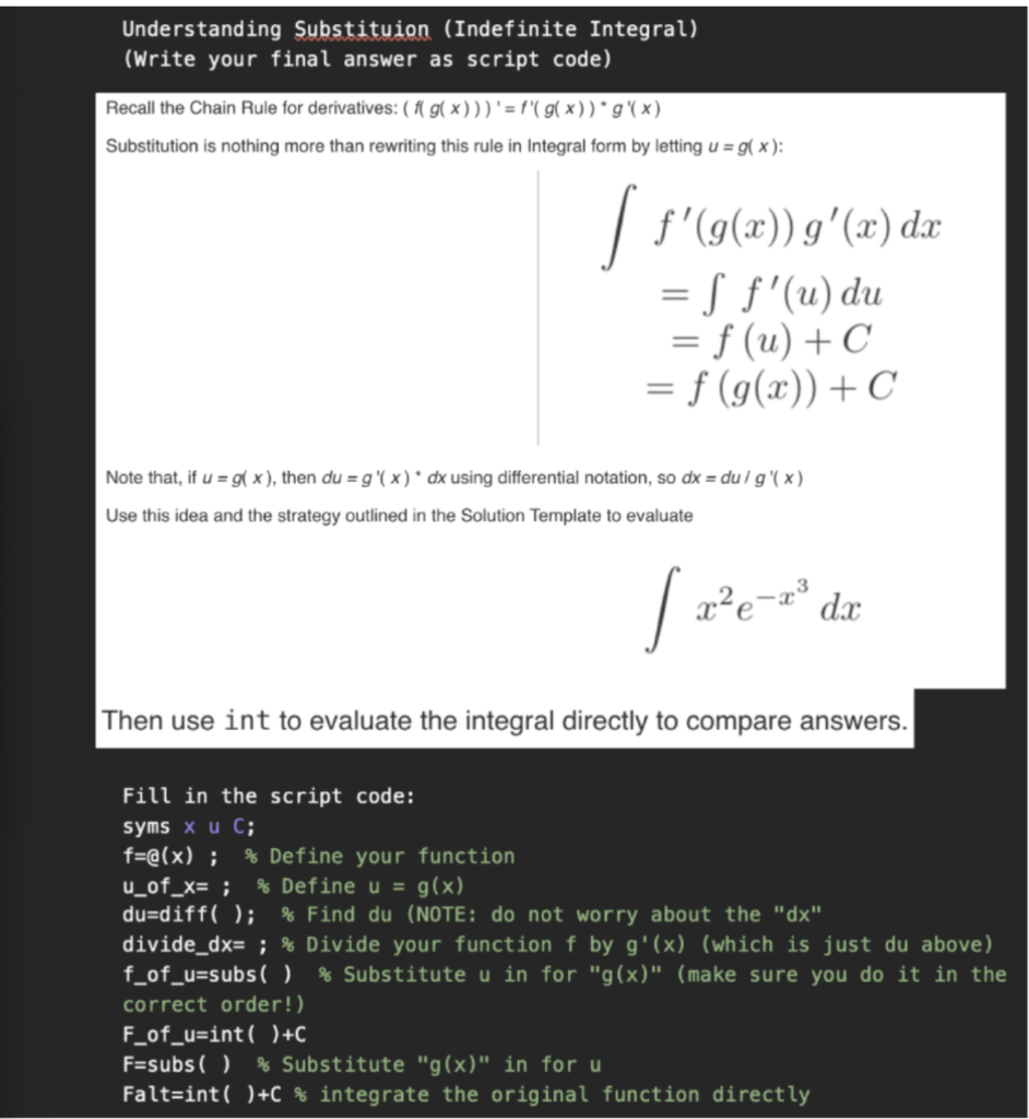 Solved Understanding Substituion (Indefinite Integral) | Chegg.com