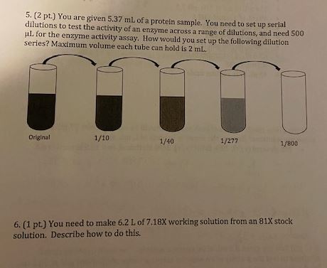 Solved (You are given 5.37mL ﻿of a protein sample. You need | Chegg.com