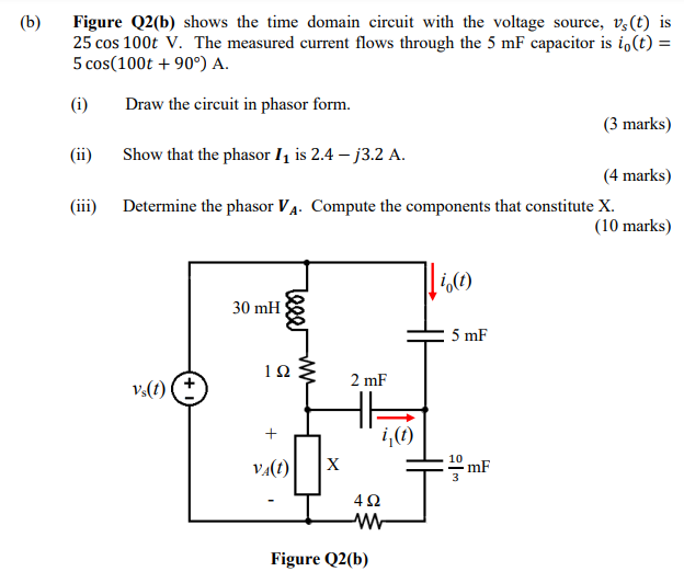 Solved (b) Figure Q2(b) Shows The Time Domain Circuit With | Chegg.com