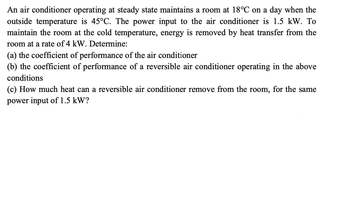 Solved An air conditioner operating at steady state