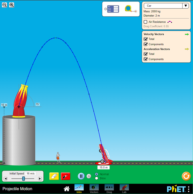 Solved Phet Projectile Motion Simulation Explain why the | Chegg.com