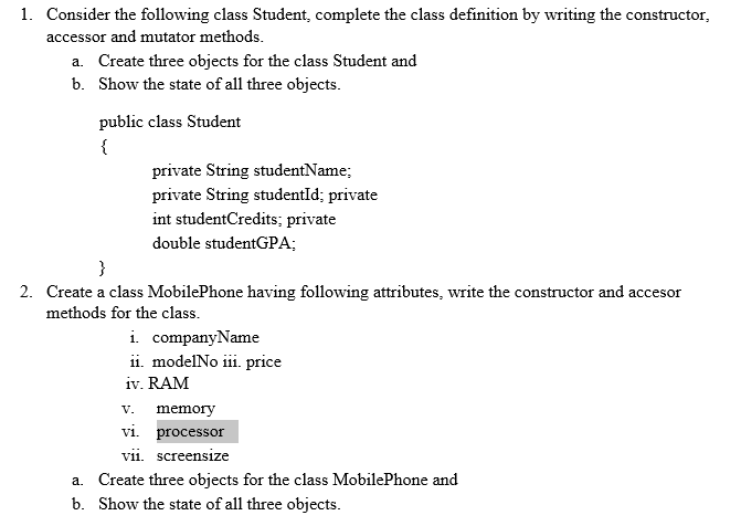 Solved (Bluej) Consider the following class Student, | Chegg.com