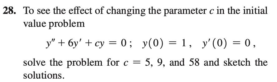 Solved 28. To see the effect of changing the parameter c in | Chegg.com