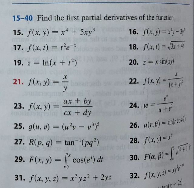 Solved 15-40 Find the first partial derivatives of the | Chegg.com