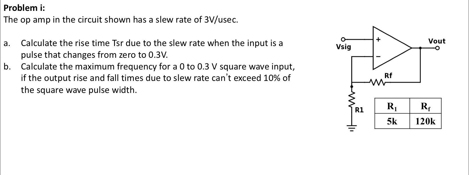 Problem I: The Op Amp In The Circuit Shown Has A Slew | Chegg.com