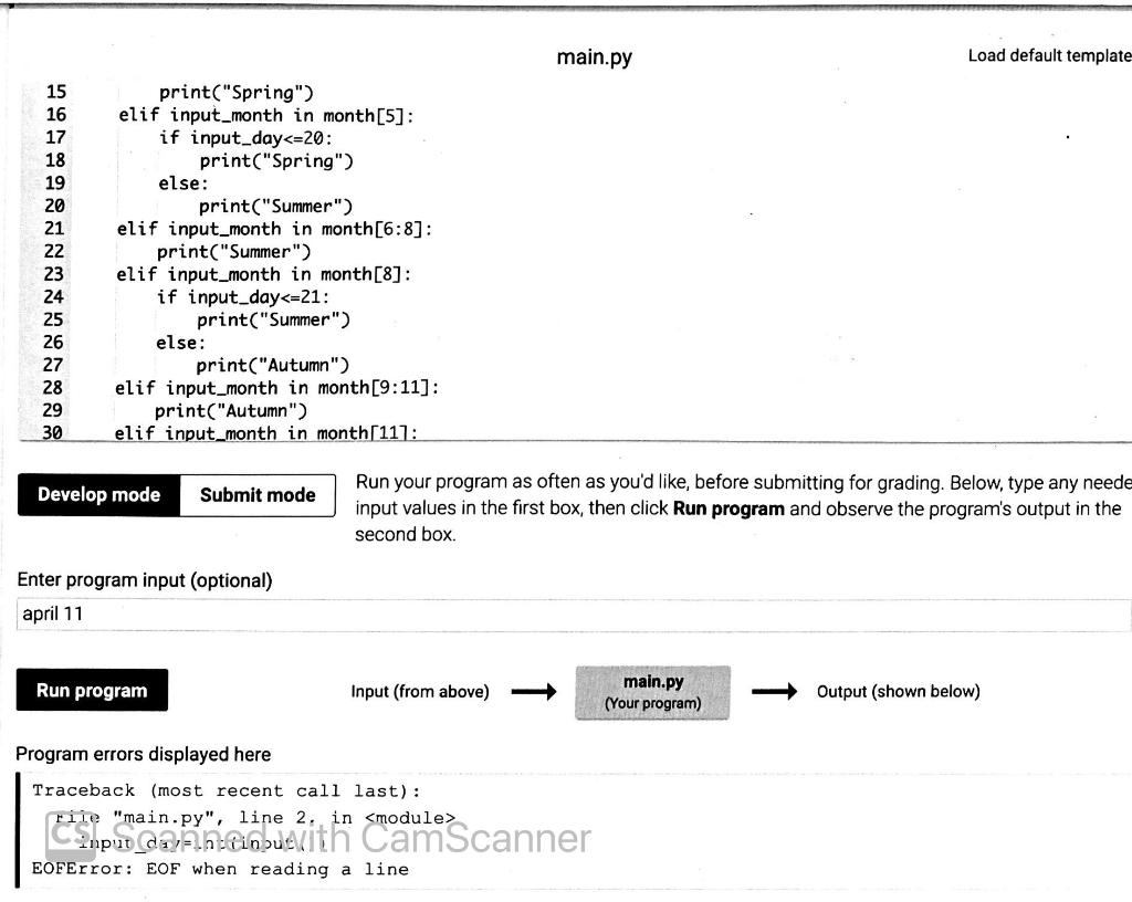Solved 3.12 LAB: Seasons Write a program that takes a date | Chegg.com
