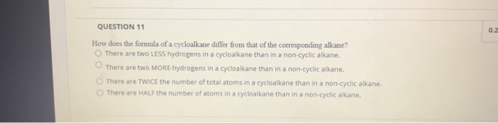 Solved How does the formula of a cycloalkane differ from | Chegg.com