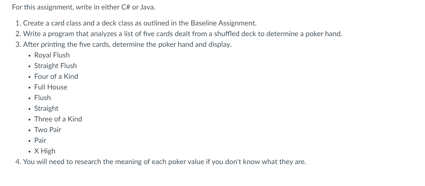 Solved For this assignment, write in either C\# or Java. 1. | Chegg.com