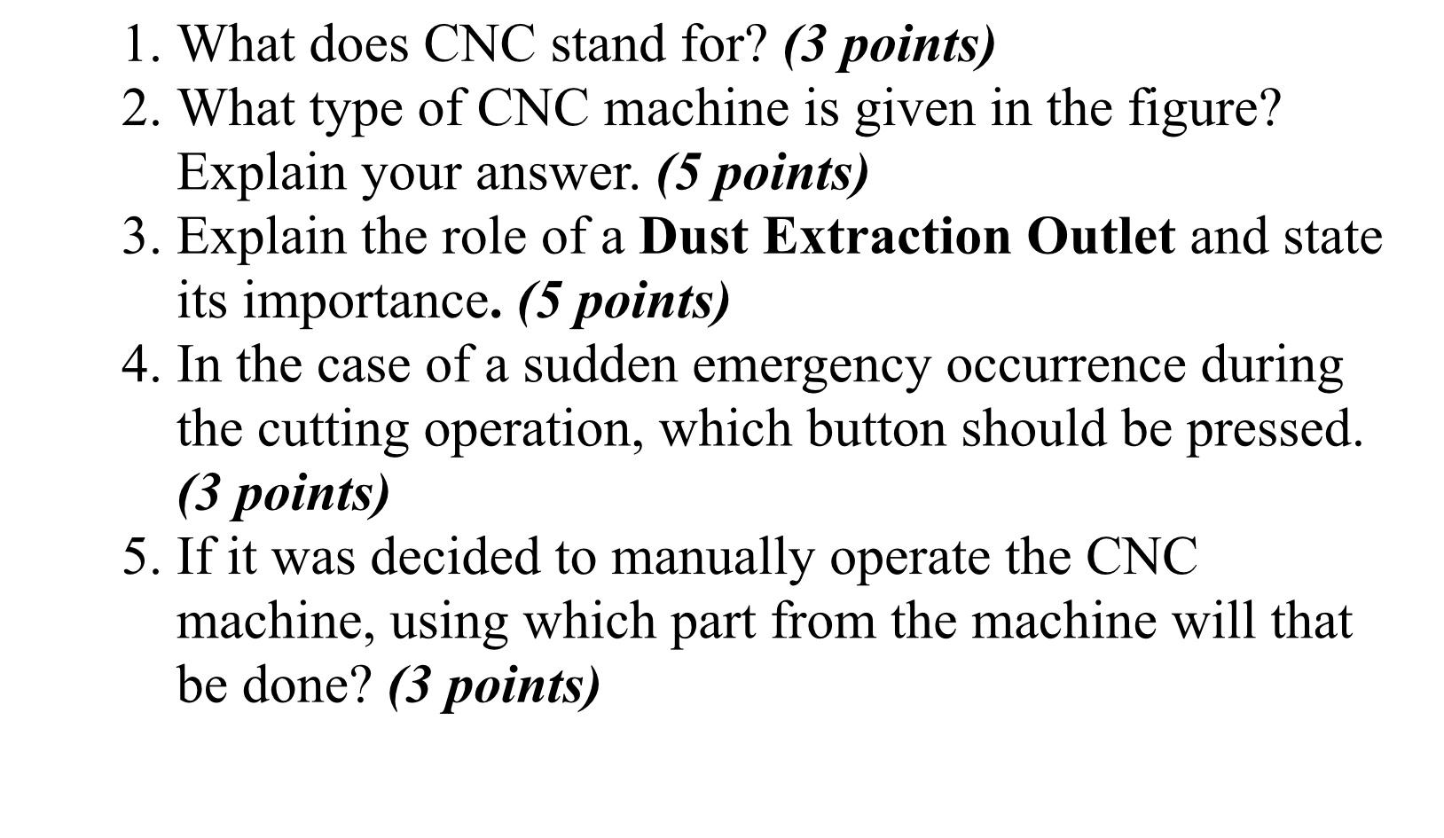 Solved Question 2: Using the CNC machine given below, answer | Chegg.com