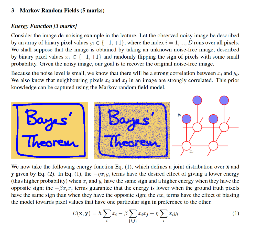 3 Markov Random Fields (5 marks) Energy Function [3 | Chegg.com