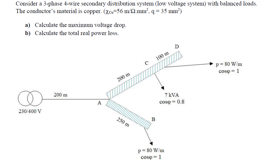 Consider a 3-phase 4-wire secondary distribution | Chegg.com