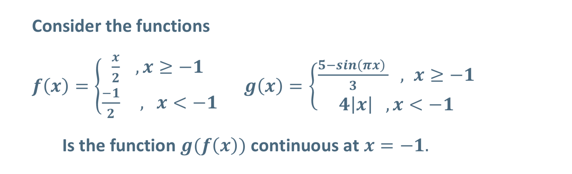 Solved Consider the functions | Chegg.com