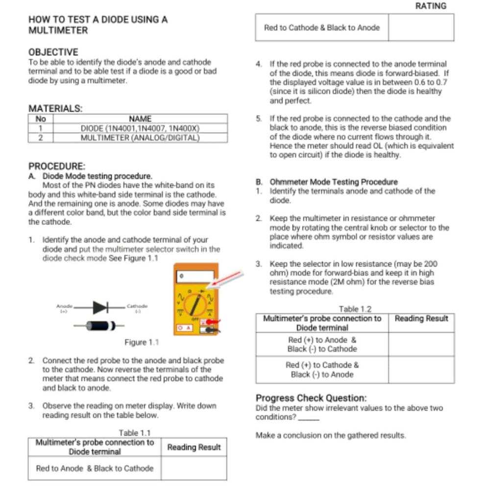 Generator deals diode testing