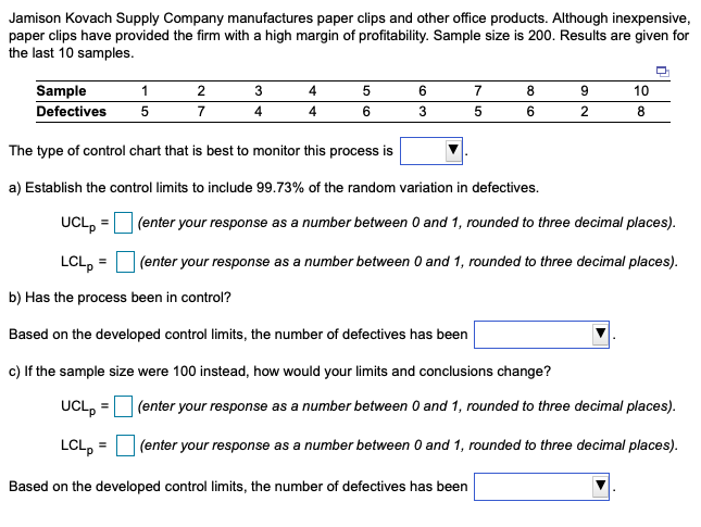 Solved Jamison Kovach Supply Company manufactures paper