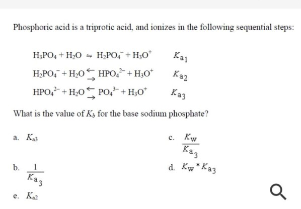Triprotic Base Solved Phosphoric acid is a triprotic acid, and ionizes in | Chegg.com