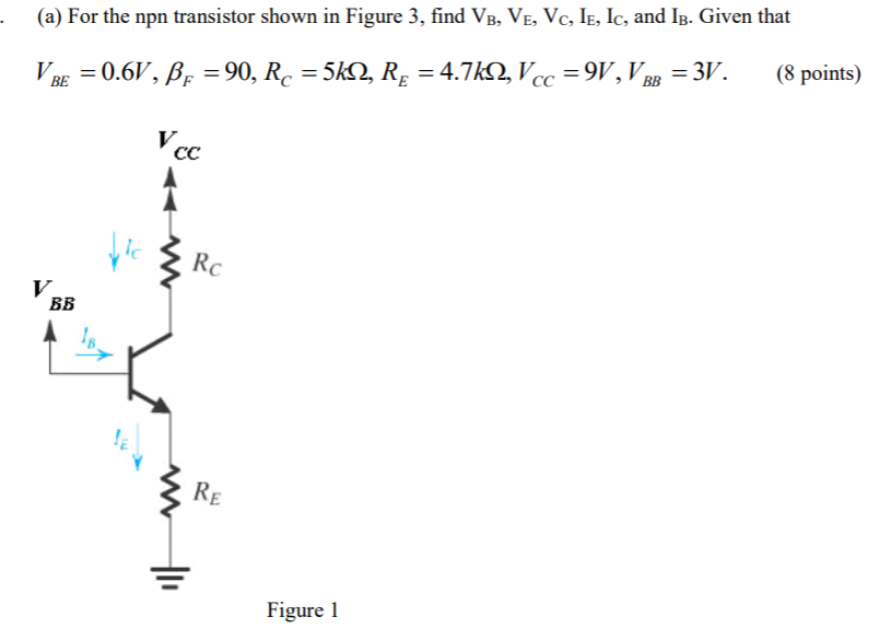 Solved (a) For the npn transistor shown in Figure 3, find | Chegg.com