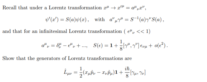 Solved Recall that under a Lorentz transformation 2H + 24 = | Chegg.com
