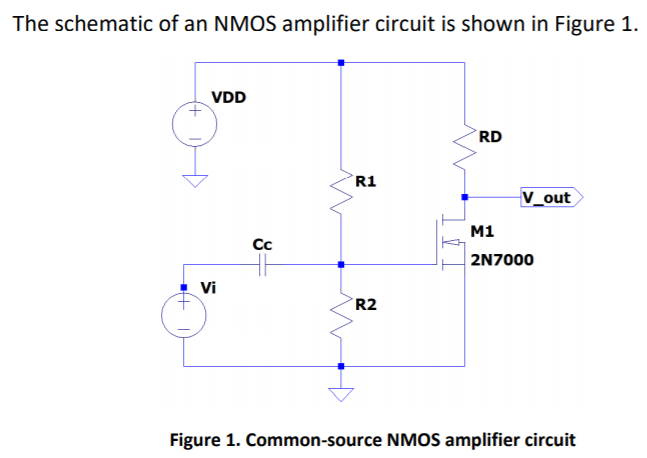 The schematic of an NMOS amplifier circuit is shown | Chegg.com