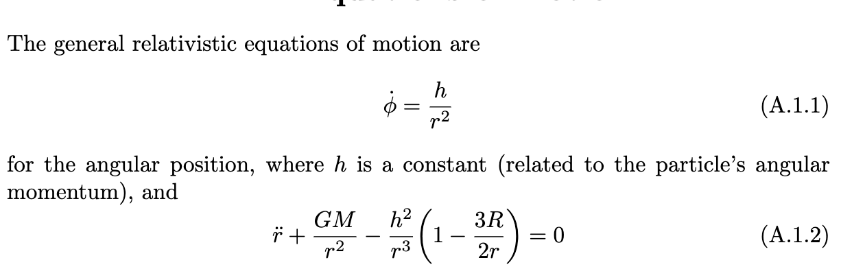 Solved The general relativistic equations of motion are h | Chegg.com