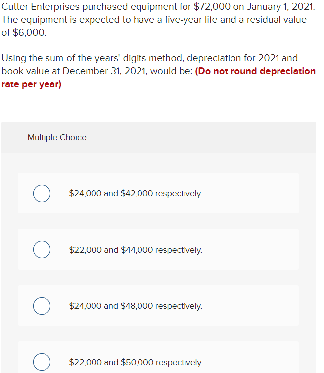 Solved Cutter Enterprises purchased equipment for 72,000 on