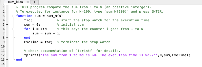 2 4 - sum_N. mx + % This program compute the sum from 1 to N (an positive interger). % To execute, for instance for N=100, ty
