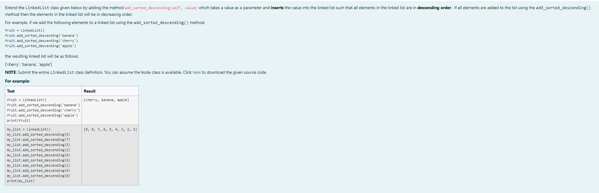 Solved Must use 2 classes given. Thanks. class Node: def | Chegg.com