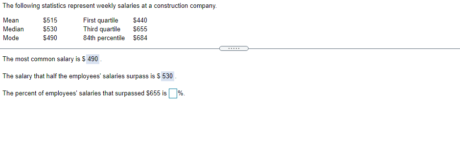 Solved The following statistics represent weekly salaries at | Chegg.com
