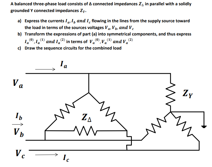 Solved A balanced three-phase load consists of A connected | Chegg.com