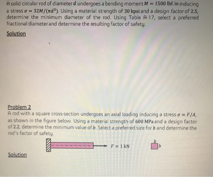 Solved A solid circular rod of diameter d undergoes a
