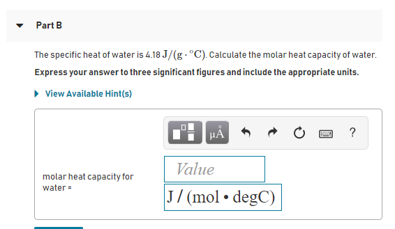 Solved Part A A Volume Of 90 0 Ml Of H2o Is Initially At Chegg Com