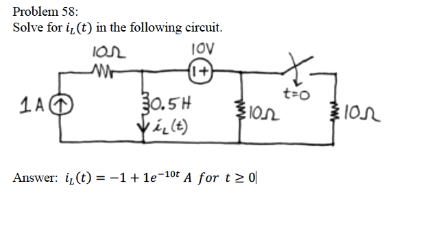 Solved Problem 58 Solve for i(t) in the following circuit | Chegg.com