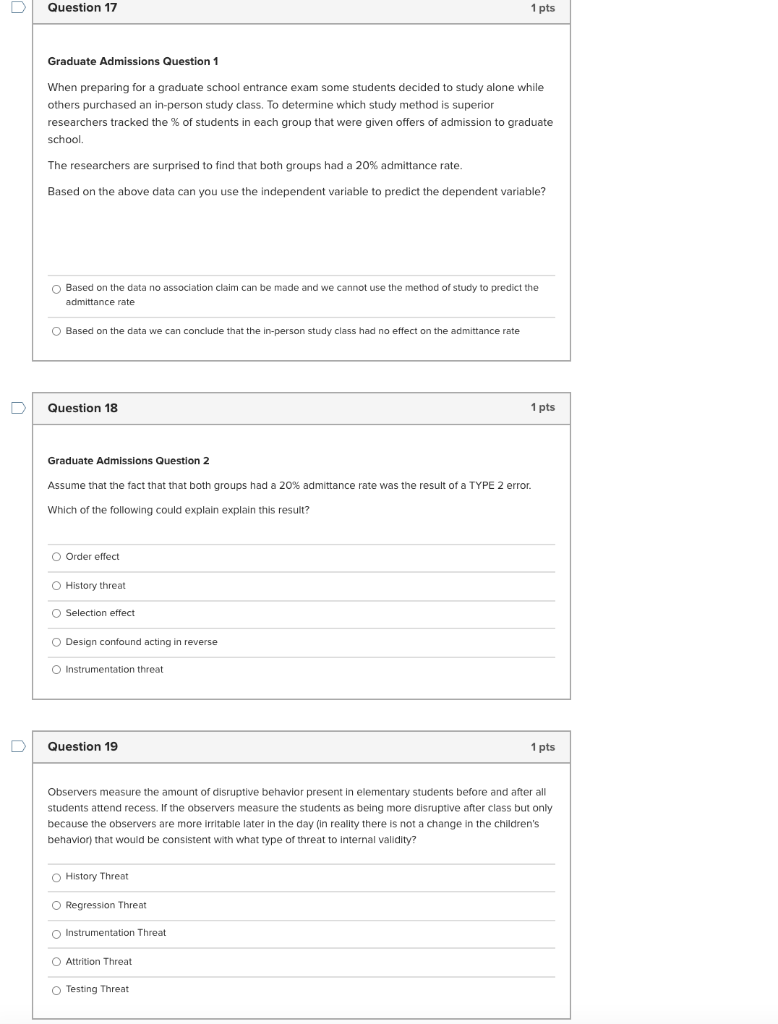Solved Question 17 1 pts Graduate Admissions Question 1 When | Chegg.com