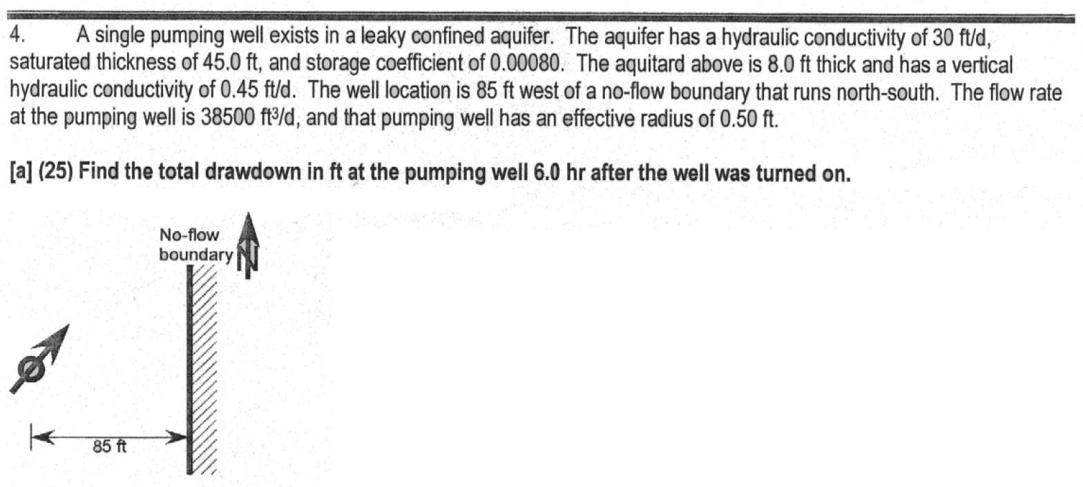 Given: A single pumping well exists in a leaky | Chegg.com