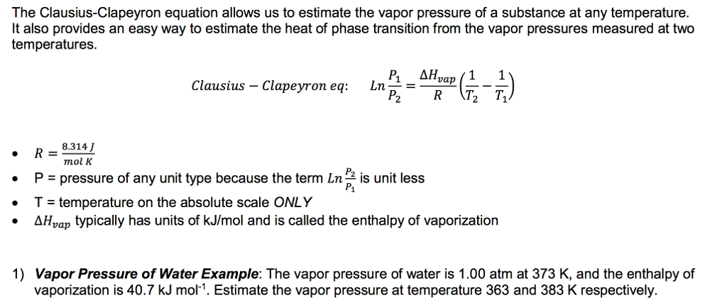 Clausius Clapeyron Equation