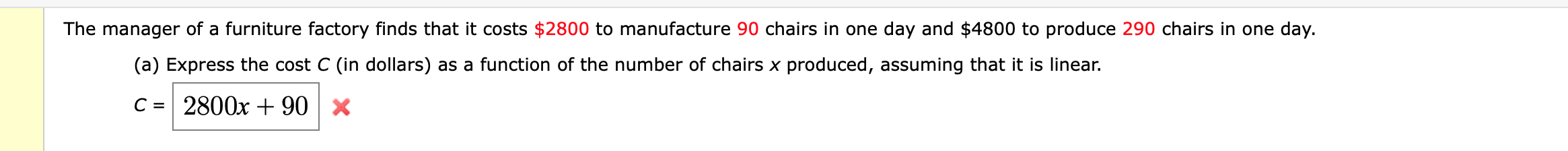 Solved The manager of a furniture factory finds that it | Chegg.com