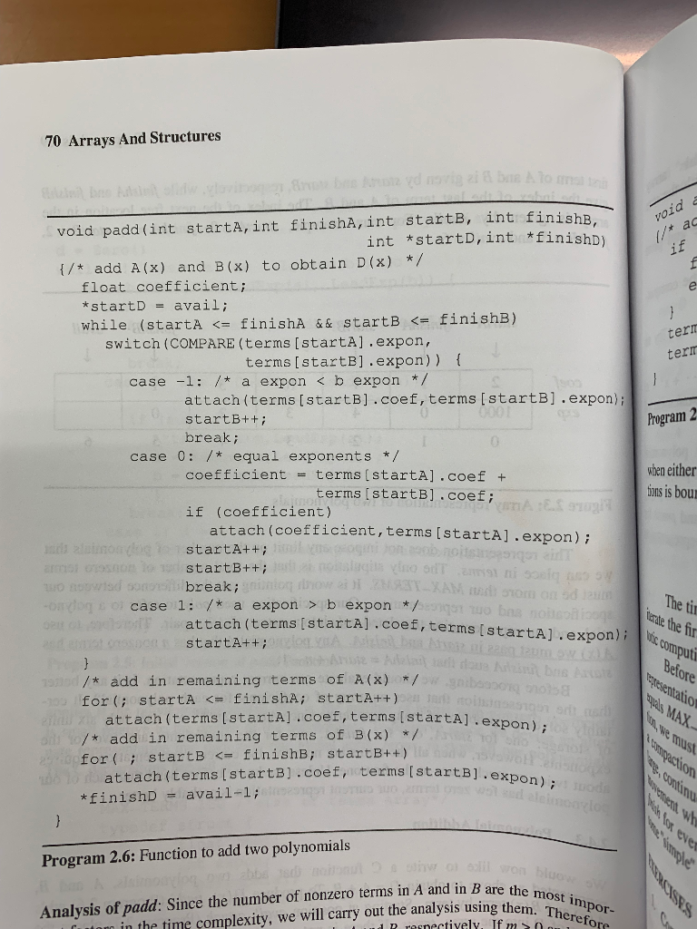 The polynomial addition C function padd() in Program | Chegg.com
