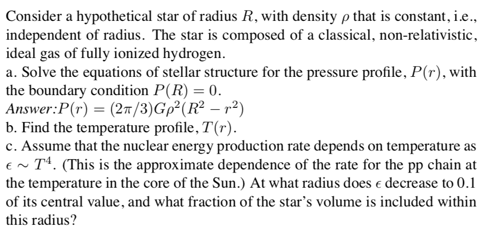 Solved Consider a hypothetical star of radius R, with | Chegg.com