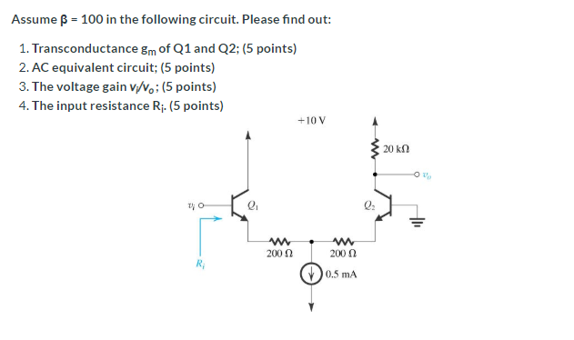 Solved Assume B - 100 In The Following Circuit. Please Find | Chegg.com