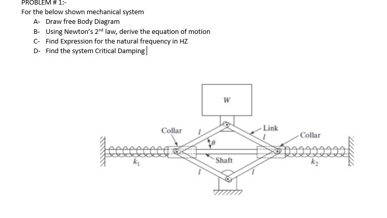 Solved PROBLEM # 1:- For the below shown mechanical system | Chegg.com