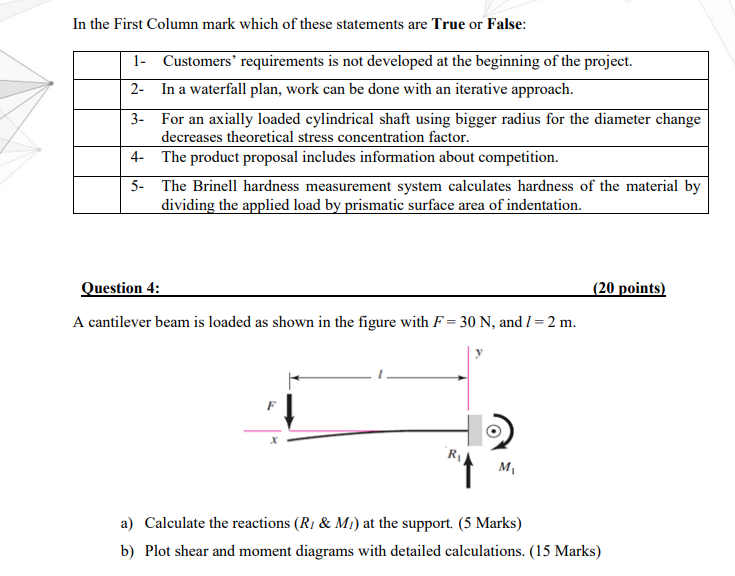 Solved In the First Column mark which of these statements | Chegg.com