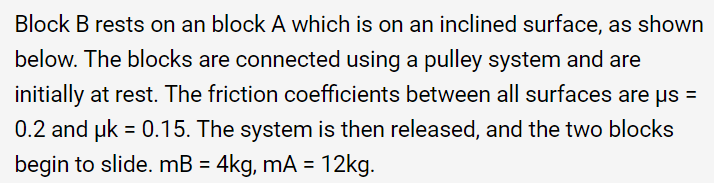 Solved Block B Rests On An Block A Which Is On An Inclined | Chegg.com