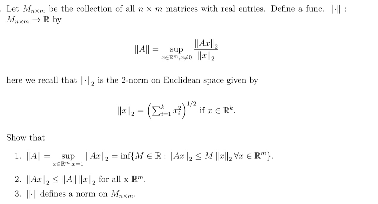 Solved Let Mn×m be the collection of all n×m matrices with | Chegg.com